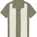 50s Blue Cuban Collar Short Sleeve Shirt