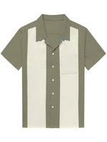 50s Blue Cuban Collar Short Sleeve Shirt