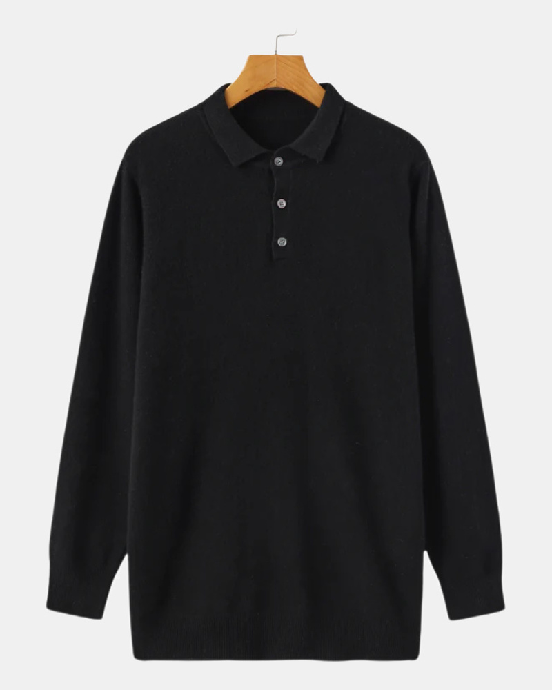 Men's Cashmere Polo Shirt in Black
