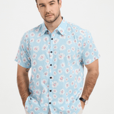 Hawaiian Flower Short Sleeve Shirt with Daisy Print