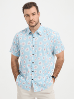 Hawaiian Flower Short Sleeve Shirt with Daisy Print