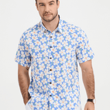 Light Blue Short Sleeve Shirt with Floral Print