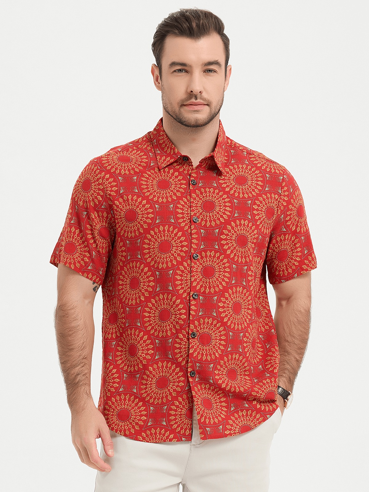 Short-Sleeve Retro Button-Up Summer Disco Vintage 70s Shirt