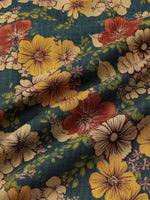 Short Sleeve Breathable Cotton Shirt with Vintage Botanical Print for Men