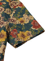 Short Sleeve Breathable Cotton Shirt with Vintage Botanical Print for Men