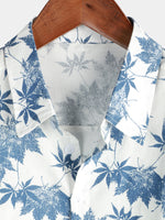 Short Sleeve Breathable Cotton Shirt with Maple Leaf Pattern for Men