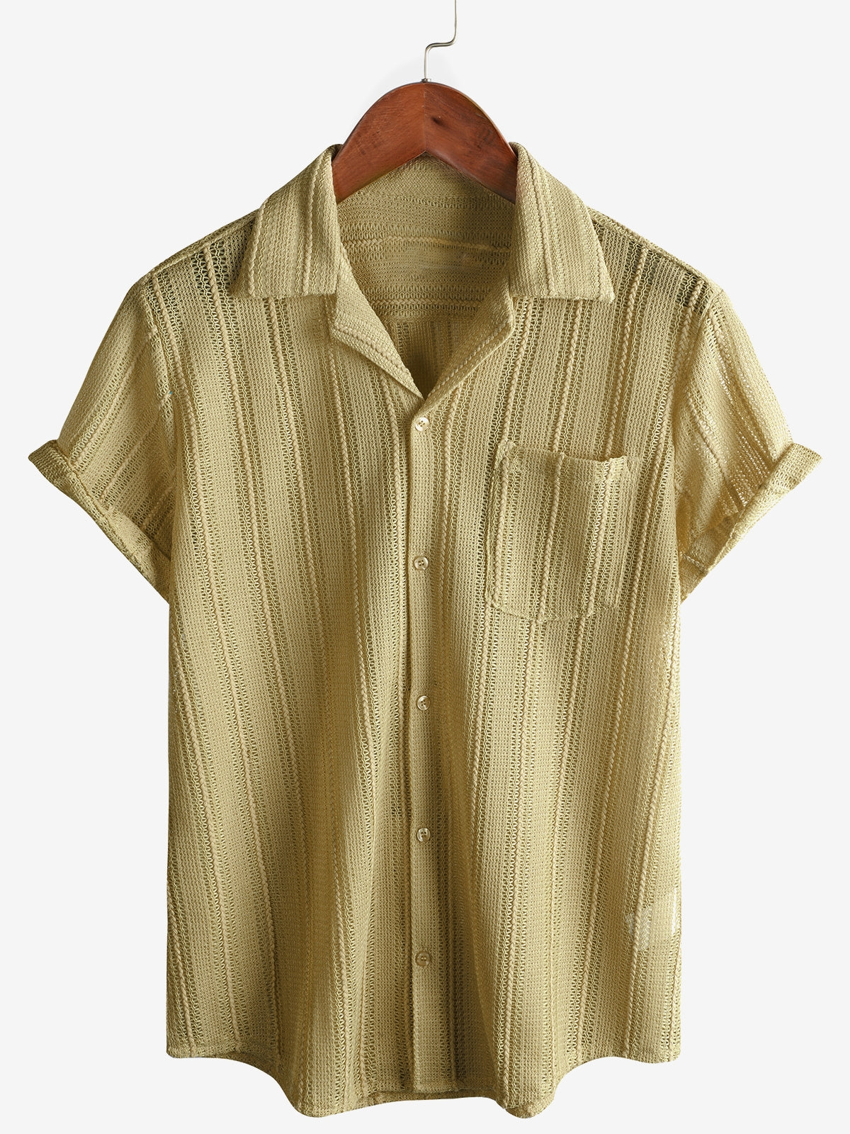Lace Short-Sleeve Summer Shirt, Casual with Buttons, Perfect for the Beach
