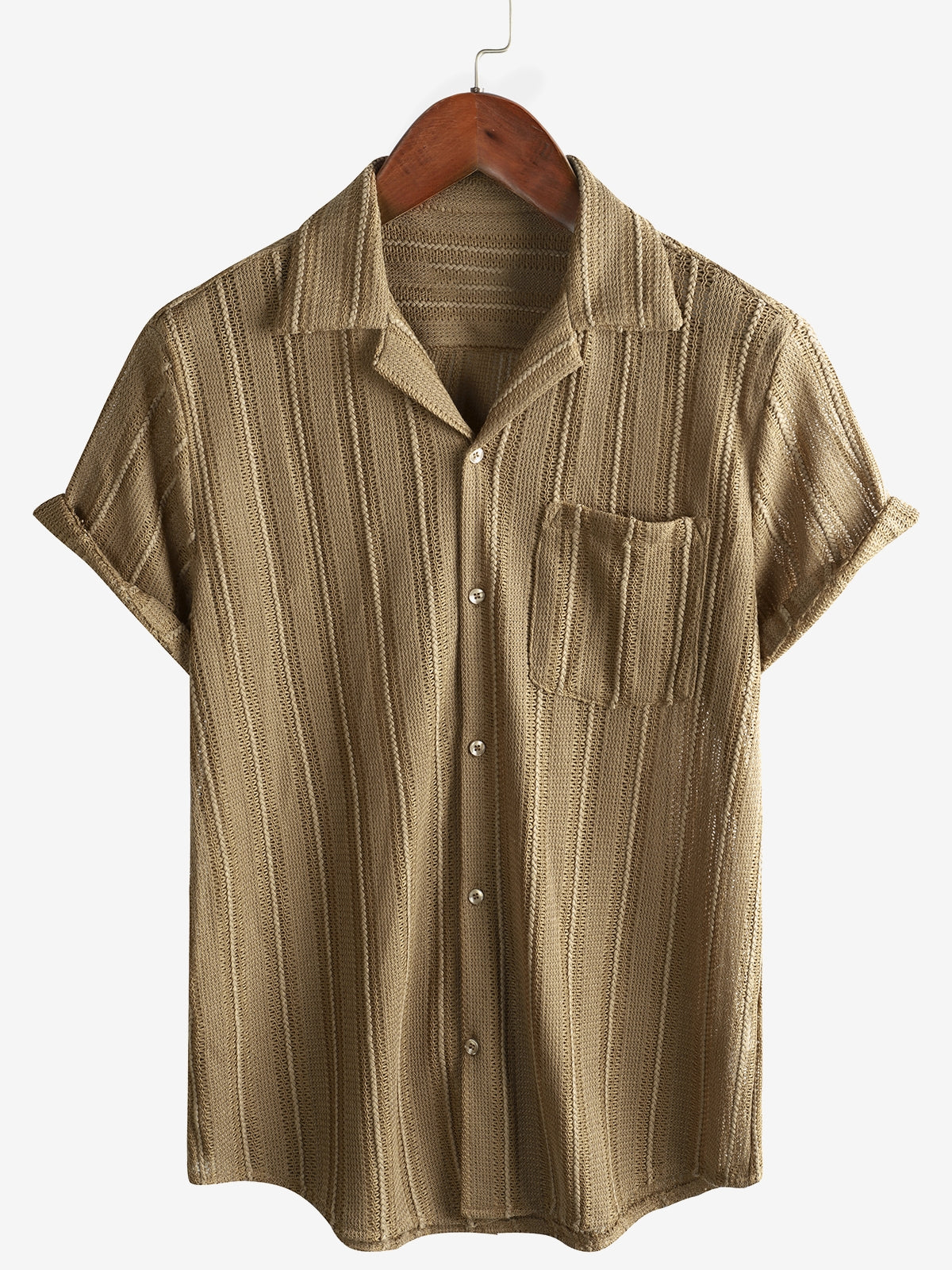 Lace Short-Sleeve Summer Shirt, Casual with Buttons, Perfect for the Beach