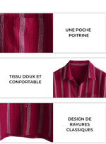 Hawaiian Striped Shirt with Pocket, Short-Sleeve Button Shirt, Perfect for Summer and Beach