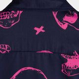 Aloha Hawaiian Short Sleeve Shirt, Pink Skull Print, Artistic Graphic Button