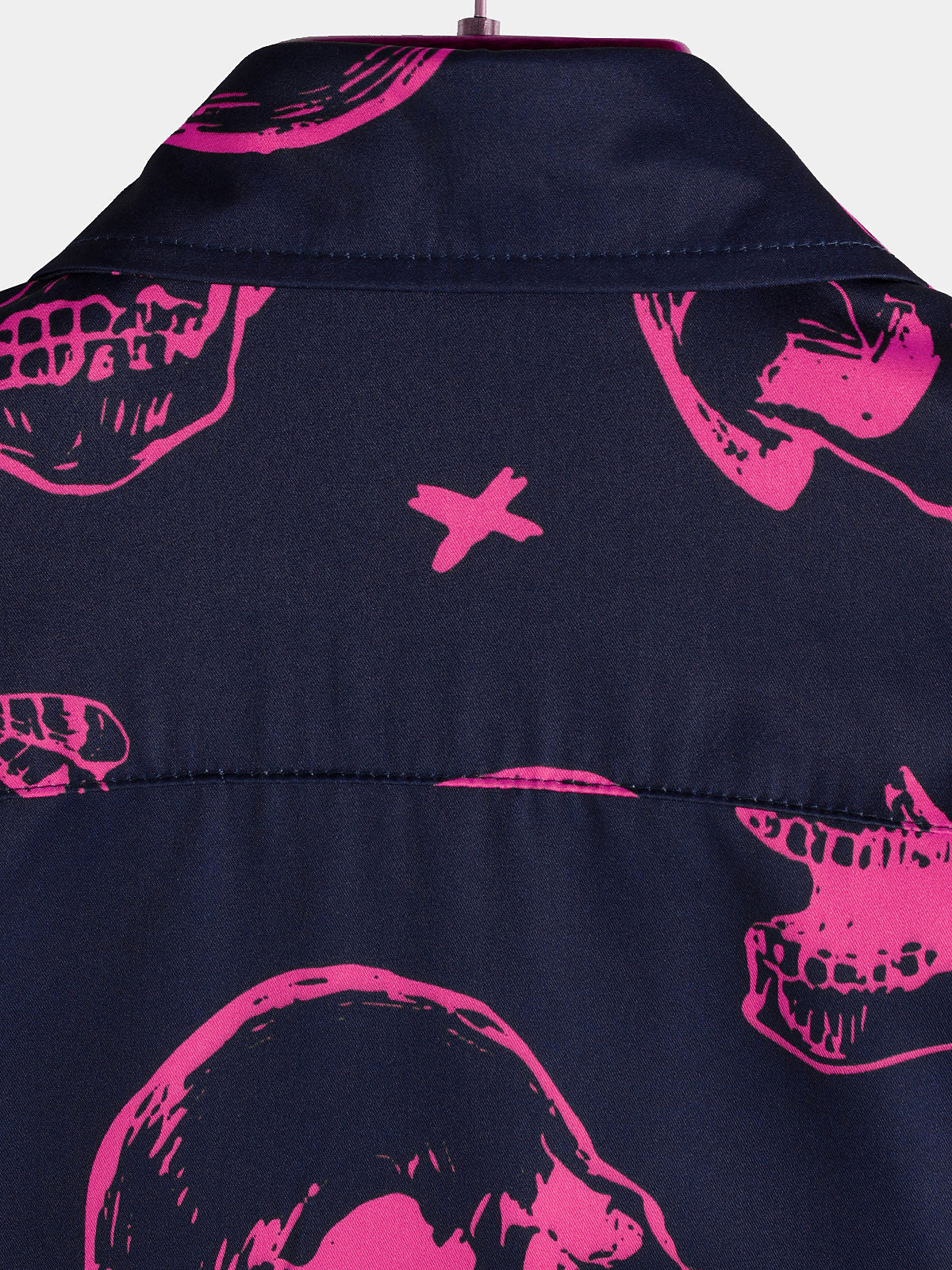 Aloha Hawaiian Short Sleeve Shirt, Pink Skull Print, Artistic Graphic Button