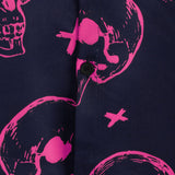Aloha Hawaiian Short Sleeve Shirt, Pink Skull Print, Artistic Graphic Button