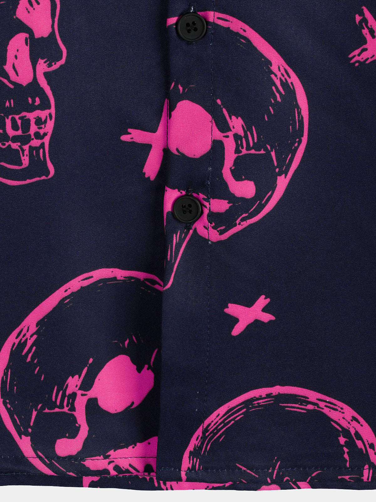 Aloha Hawaiian Short Sleeve Shirt, Pink Skull Print, Artistic Graphic Button