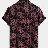 Hawaiian Short-Sleeve Button Shirt, Vintage Style, Floral Print, Breathable, Perfect for Vacation