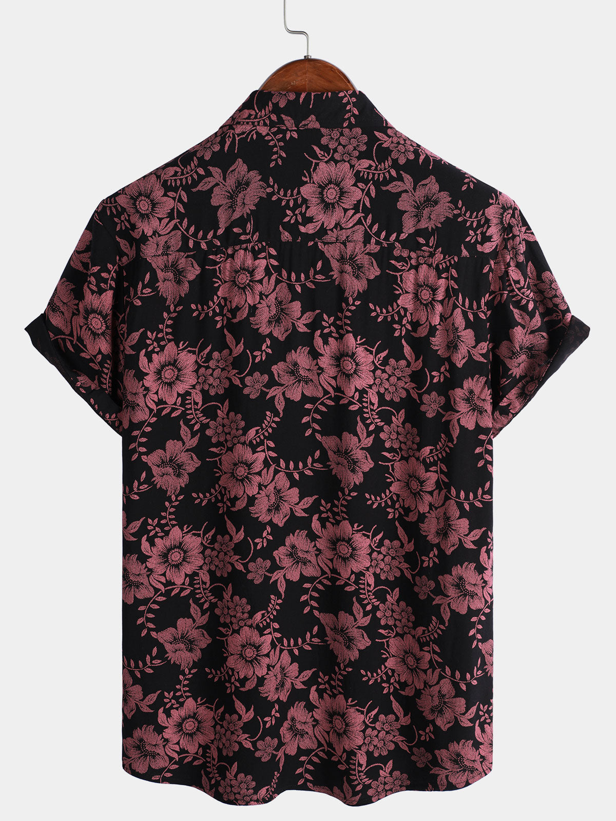 Hawaiian Short-Sleeve Button Shirt, Vintage Style, Floral Print, Breathable, Perfect for Vacation