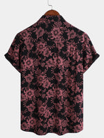 Hawaiian Short-Sleeve Button Shirt, Vintage Style, Floral Print, Breathable, Perfect for Vacation
