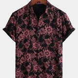 Hawaiian Short-Sleeve Button Shirt, Vintage Style, Floral Print, Breathable, Perfect for Vacation