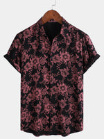 Hawaiian Short-Sleeve Button Shirt, Vintage Style, Floral Print, Breathable, Perfect for Vacation