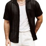 Lace Short-Sleeve Summer Shirt, Casual with Buttons, Perfect for the Beach