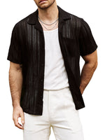 Lace Short-Sleeve Summer Shirt, Casual with Buttons, Perfect for the Beach