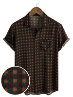 Cotton Summer Casual Vintage Short Sleeve Shirt for Men