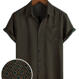 Retro Casual Cotton Shirt with Short Sleeves and Buttons for Men