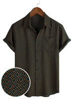 Retro Casual Cotton Shirt with Short Sleeves and Buttons for Men