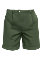 Men's Pleated Shorts with Pockets – Green and Versatile