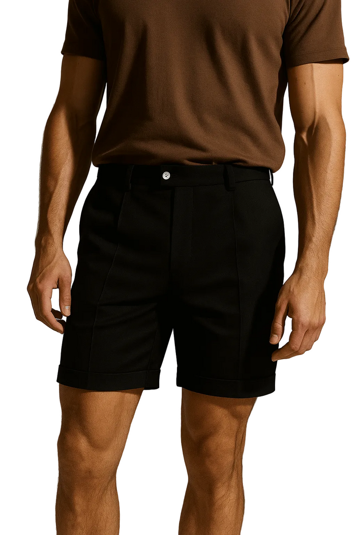 Men's Pleated Shorts with Pockets – Black and Universal