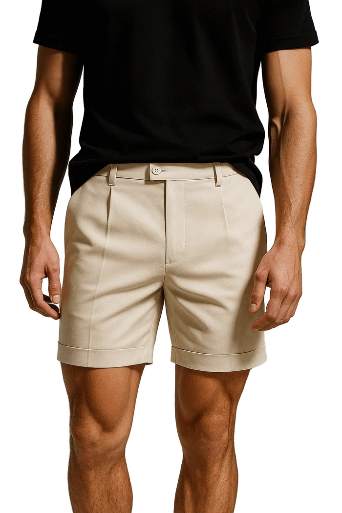 Men's Pleated Shorts with Pockets – Offwhite and Universal