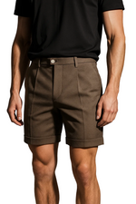 Men's Pleated Shorts with Pockets – Taupe and Universal