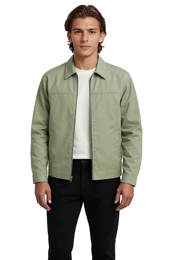 Lightweight Twill Jacket for Men – Pea Green – Regular Fit