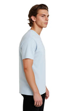 Men's Cotton T-shirt – Breathable Short Sleeve Round Neck – Misty Blue