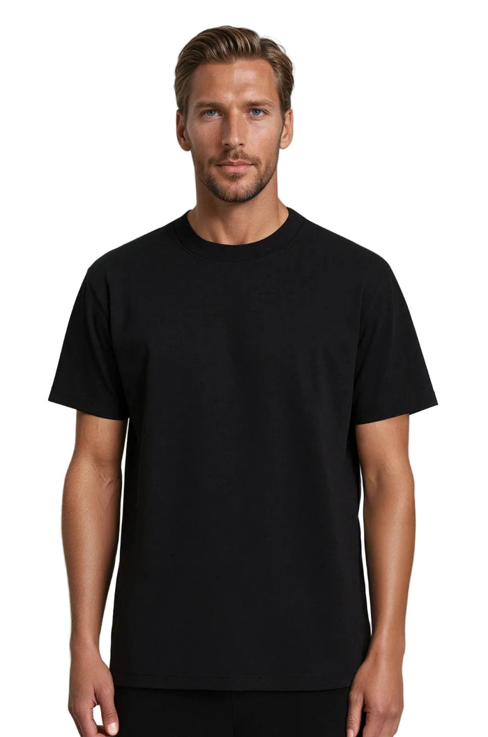 Men's Cotton T-shirt – Breathable, Short Sleeve, Round Neck – Charcoal Black