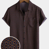 Bohemian Casual Geometric Print Short Sleeve Shirt