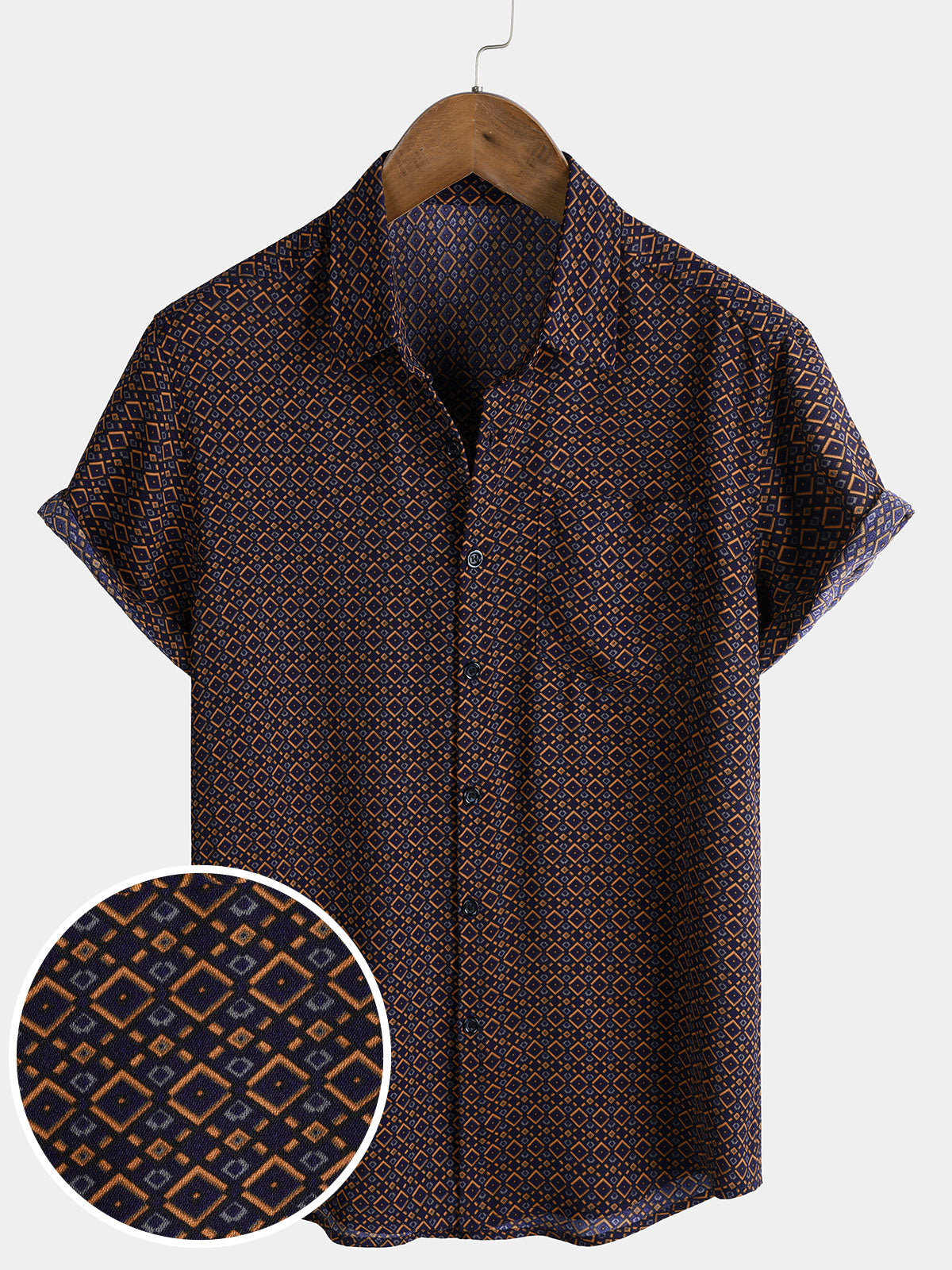 Bohemian Casual Geometric Print Short Sleeve Shirt