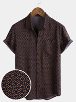 Bohemian Casual Geometric Print Short Sleeve Shirt