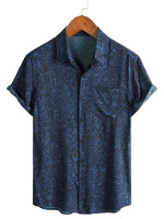 Men's Boho Geometric Tribal Navy Short-Sleeve Shirt
