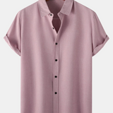 Casual Solid Color Breathable Button Short-Sleeve Shirt