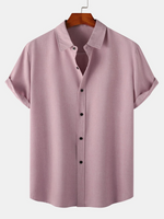 Casual Solid Color Breathable Button Short-Sleeve Shirt