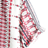 White and Red Striped Cotton Short Sleeve Beach Shirt for Men