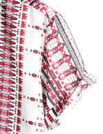 White and Red Striped Cotton Short Sleeve Beach Shirt for Men