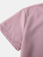 Casual Solid Color Breathable Button Short-Sleeve Shirt