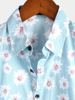 Hawaiian Flower Short Sleeve Shirt with Daisy Print
