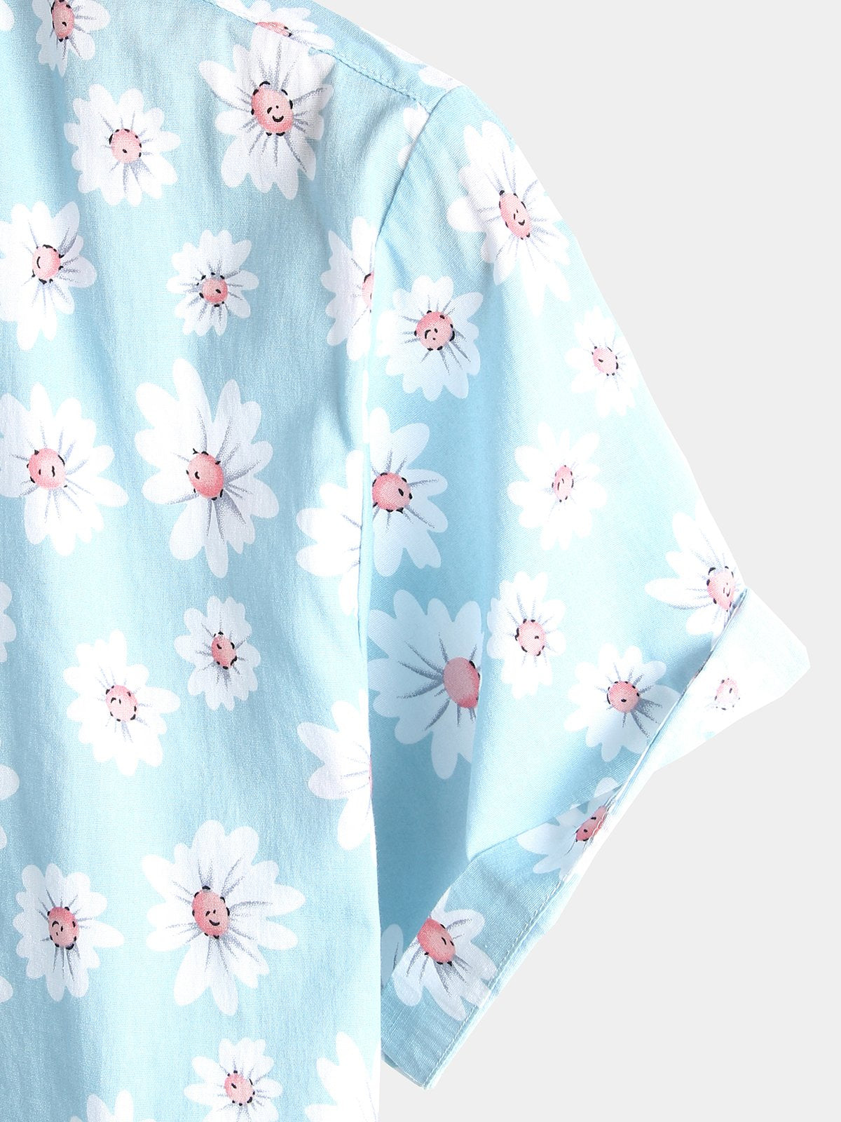 Hawaiian Flower Short Sleeve Shirt with Daisy Print