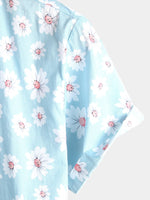 Hawaiian Flower Short Sleeve Shirt with Daisy Print