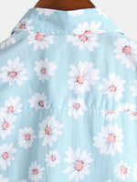 Hawaiian Flower Short Sleeve Shirt with Daisy Print