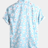 Hawaiian Flower Short Sleeve Shirt with Daisy Print