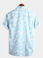 Hawaiian Flower Short Sleeve Shirt with Daisy Print