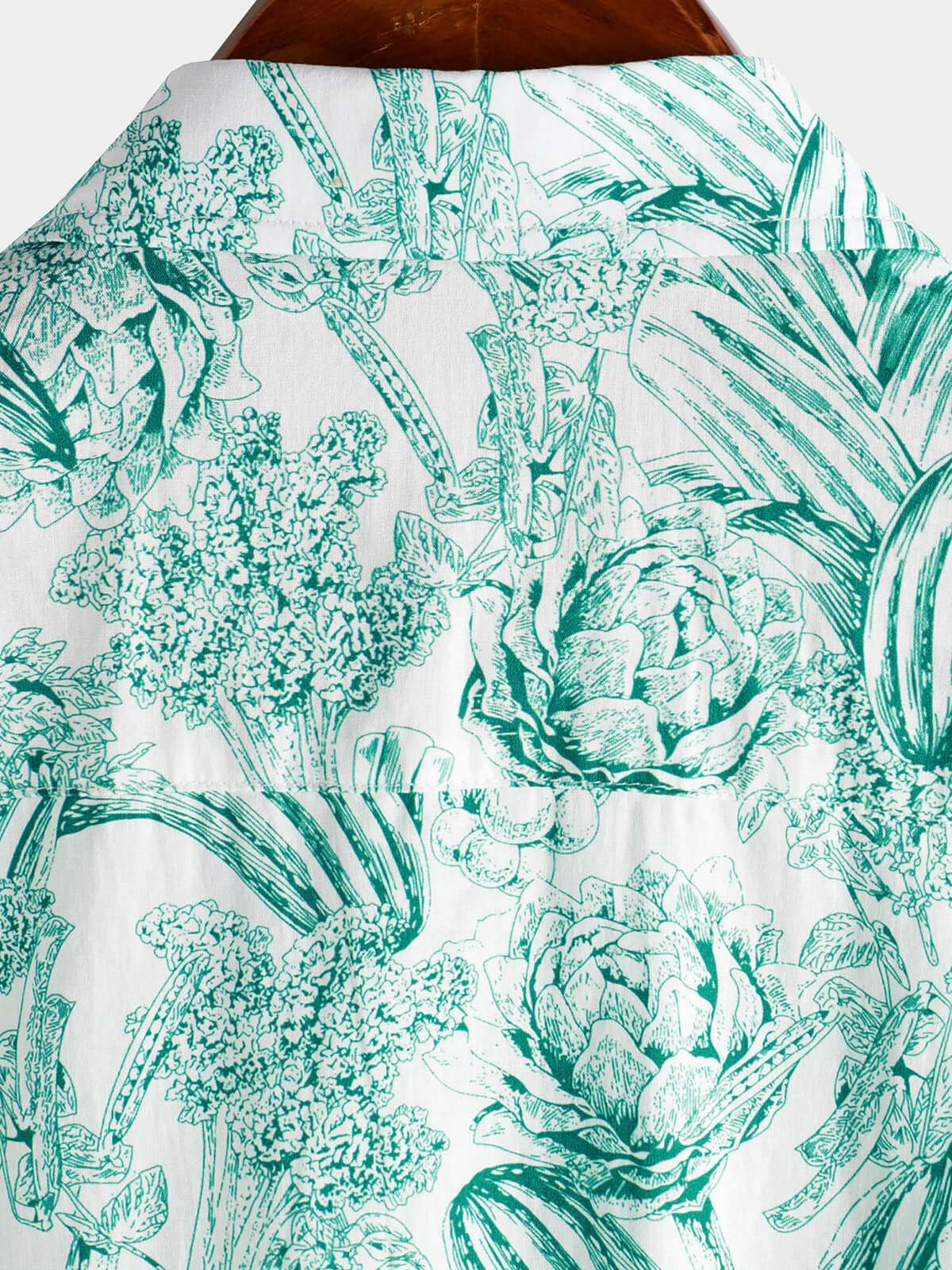 Hawaiian Short-Sleeve Button-Up 100% Green Floral Print Shirts